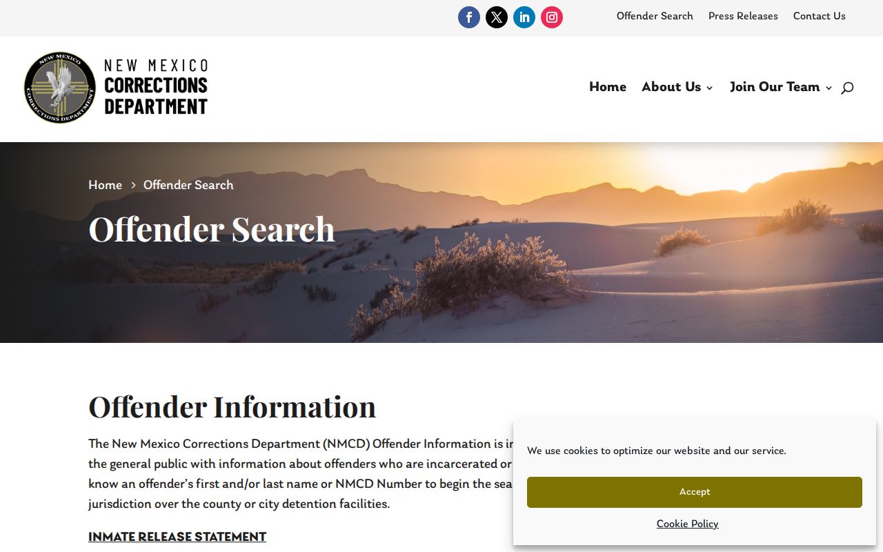 NMCD scope and update notice for Grant County released inmate records